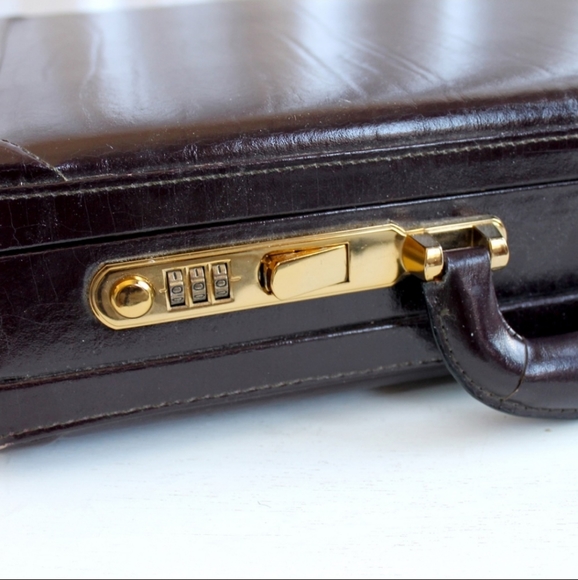 VINTAGE Genuine Leather Suitcase Buxton Brown | Excellent Condition Retro Unisex - Picture 6 of 15